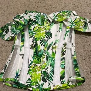 Corset Story green tropical design with clear side panels and green ribbon